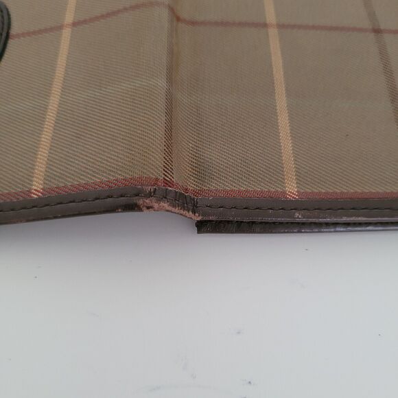 Burberry Wallet Brown Bifold ID Card Holder Leather Small Plaid Unisex Compact - Picture 7 of 7